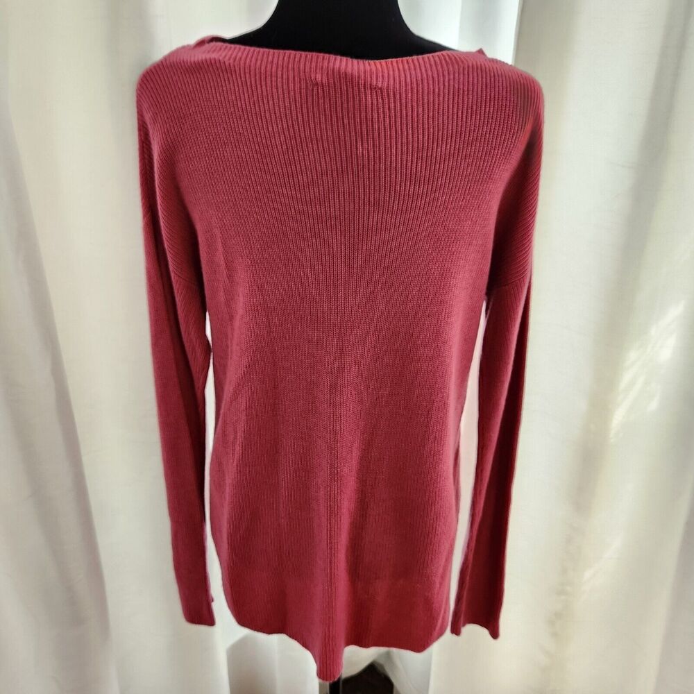 New Express Cold Shoulder Sweater Womens Medium Pink Ribbed Lightweight Soft - Picture 6 of 10